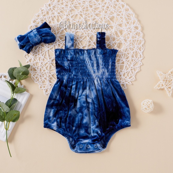 Other - Babygirl Ombré Blue Summer Romper 2pc. Outfit Set
